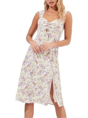 ASTR The Label Floral Midi Dress Cutout Detail Size Large